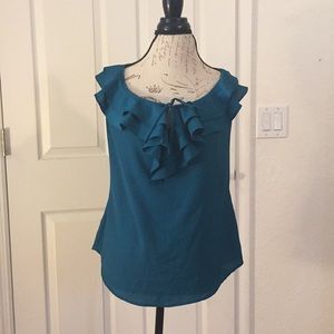 Wassiuo Teal green blouse medium bow